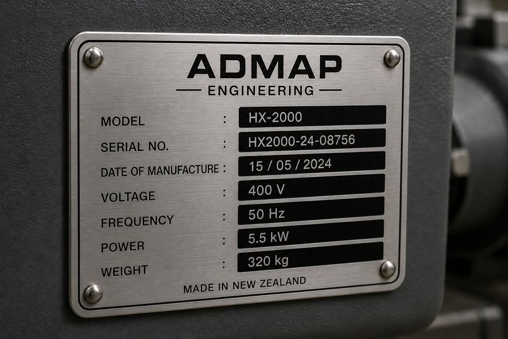 Precision engraved aluminium and stainless steel plates for the New Zealand industry